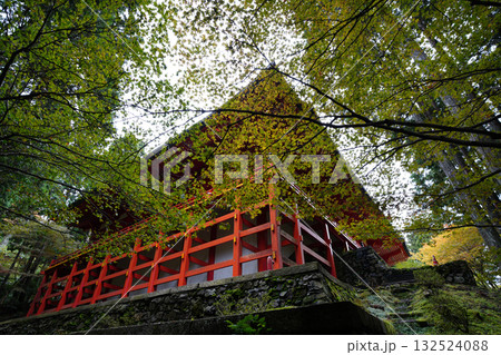 延暦寺の朱塗りの建物と木立 延暦寺の朱塗りの建物と木立 132524088
