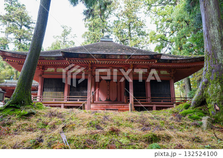 延暦寺の朱塗りの建物と木立 延暦寺の朱塗りの建物と木立 132524100