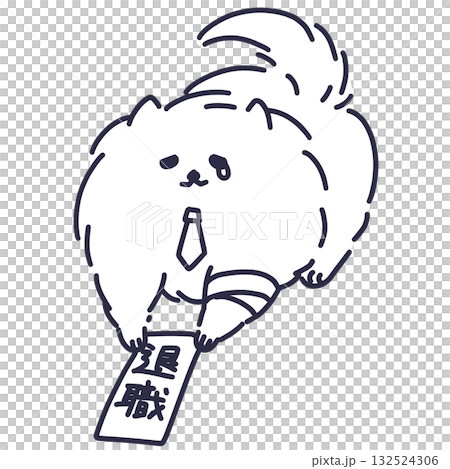 一幅博美犬的線條畫，描繪了一位不得不退休的成年勞動者。 132524306