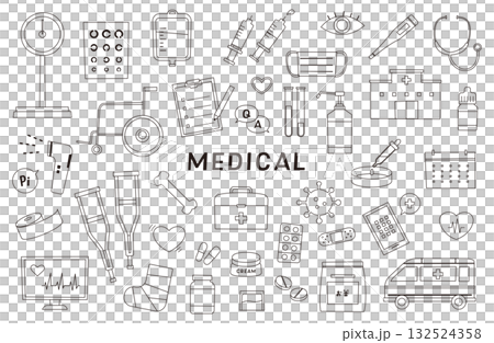 医療 落書き風 病院 健康 ヘルス メディカル イラスト ベクター セット 白バック 線 注射 医療 落書き風 病院 健康 ヘルス メディカル イラスト ベクター セット 白バック 線 注射 132524358