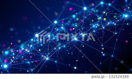 Abstract blue background with glowing stars and magical light. 132524389