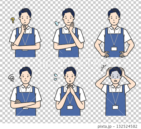 Anxious and troubled caregiver icon set stock illustration 132524582