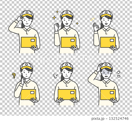 女性宅配業者のシンプルイメージ イラスト素材セット 女性宅配業者のシンプルイメージ イラスト素材セット 132524746