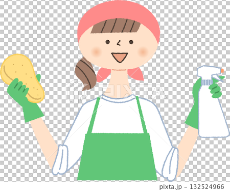 拿著清潔工具的婦女 拿著清潔工具的婦女 132524966
