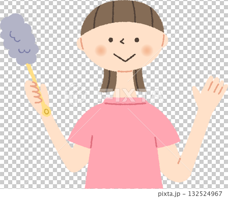 ハンディモップを持つ女性 ハンディモップを持つ女性 132524967