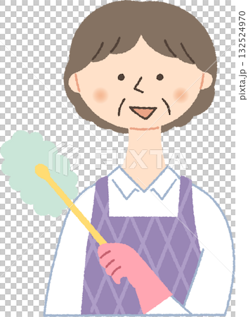 拿著方便拖把的老年婦女 拿著方便拖把的老年婦女 132524970