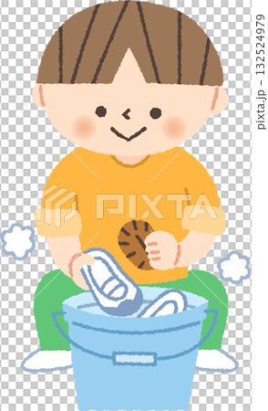 上靴を洗う子供 132524979