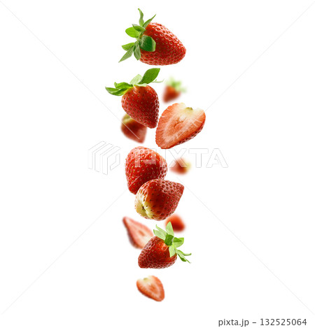 Strawberry berry levitating on a white background Strawberry berry levitating on a white background 132525064