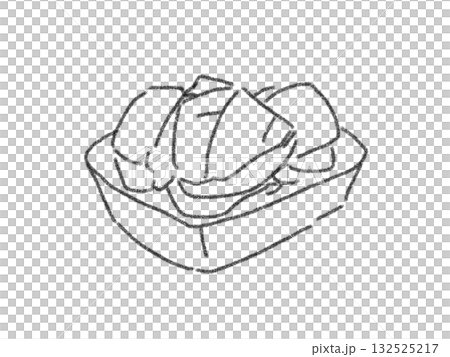 Illustration of a dish in a pencil-drawn style container 132525217