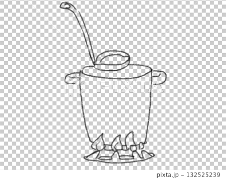 Pencil drawing style line drawing illustration of cooking Pencil drawing style line drawing illustration of cooking 132525239