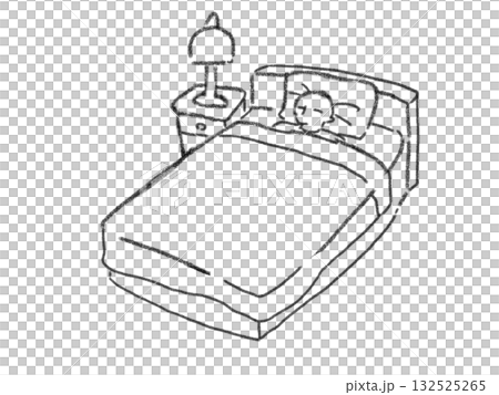 Line drawing illustration of a person sleeping in bed Line drawing illustration of a person sleeping in bed 132525265