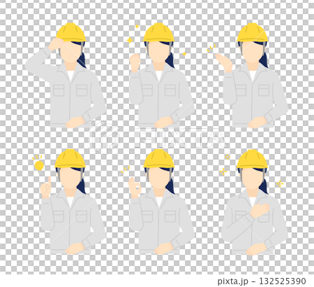 ヘルメットをかぶった作業員のイラスト素材セット 132525390