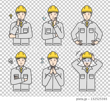Illustration set of workers wearing helmets Illustration set of workers wearing helmets 132525393