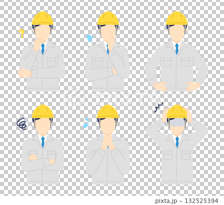 工人戴著安全帽的插圖集 132525394