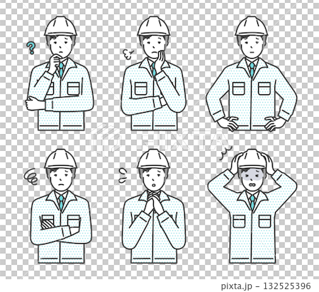工人戴著安全帽的插圖集 132525396
