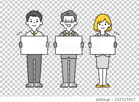 一組向量插圖,描繪了不同年齡層的商人手持翻頁圖表自我介紹。 一組向量插圖,描繪了不同年齡層的商人手持翻頁圖表自我介紹。 132525417