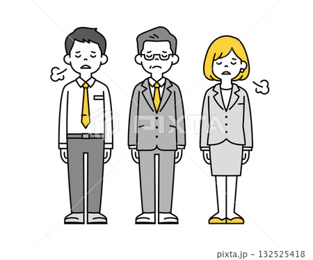 疲れた表情でため息をつく、社長と男女の社員の全身ベクターイラスト素材セット 疲れた表情でため息をつく、社長と男女の社員の全身ベクターイラスト素材セット 132525418