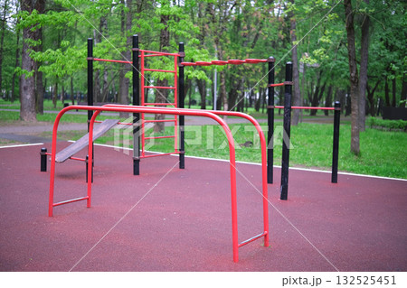 Sports ground near a residential building 132525451