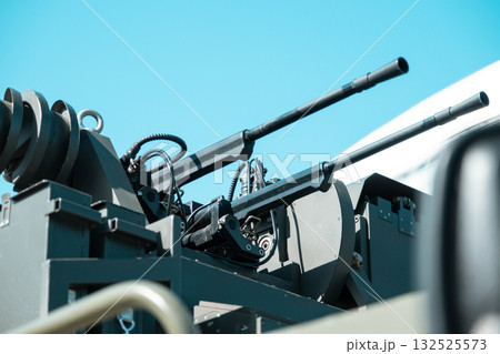 Gun muzzle on a military vehicle 132525573