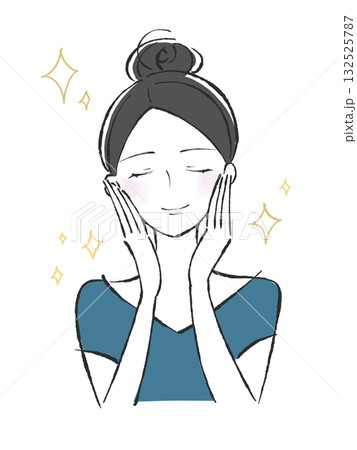 スキンケア 化粧水をつける女性 スキンケア 化粧水をつける女性 132525787