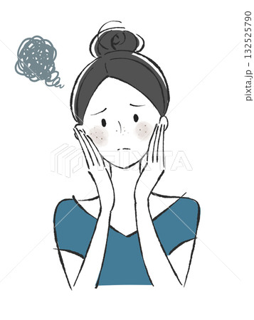 スキンケア　肌荒れに悩む女性 132525790