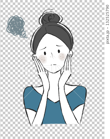 スキンケア　肌荒れに悩む女性 132525790