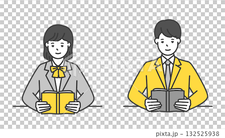 Illustration material of female and male students in uniform studying Illustration material of female and male students in uniform studying 132525938