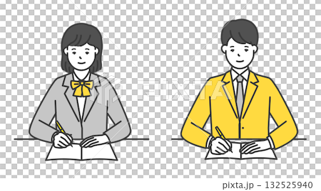 身穿制服學習的男女學生插畫素材 132525940