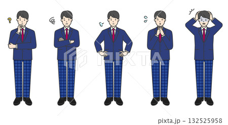 制服姿の男子学生の全身イラスト素材セット 制服姿の男子学生の全身イラスト素材セット 132525958