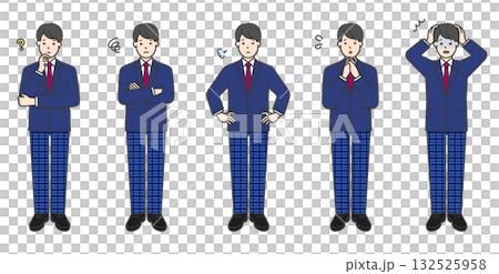 制服姿の男子学生の全身イラスト素材セット 制服姿の男子学生の全身イラスト素材セット 132525958
