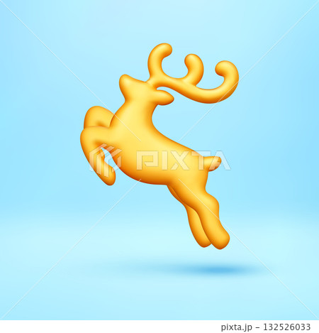 Orange jumping reindeer 3d icon 132526033