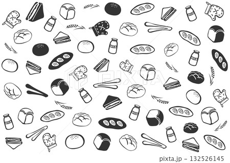 線画のパンの壁紙イラスト 132526145