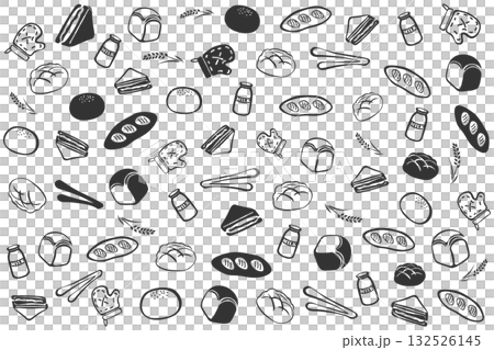 線條畫麵包桌布插圖 132526145