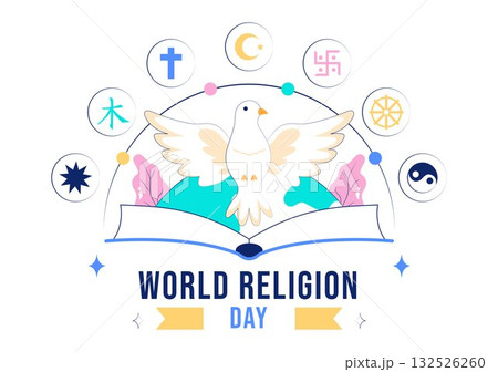 World Religion Day Vector Illustration with Symbol Icons of Different Faiths Promoting Unity and Respect Among All Beliefs in a Background World Religion Day Vector Illustration with Symbol Icons of Different Faiths Promoting Unity and Respect Among All Beliefs in a Background 132526260