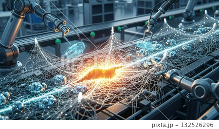 デジタルデータが流れるスマート製造現場 132526296