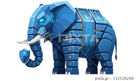 巨大なデジタル象：データとセキュリティの象徴 132526298