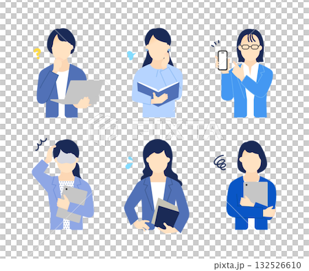 一張商務人士手持電腦或檔案的簡單圖片。插圖素材集 132526610