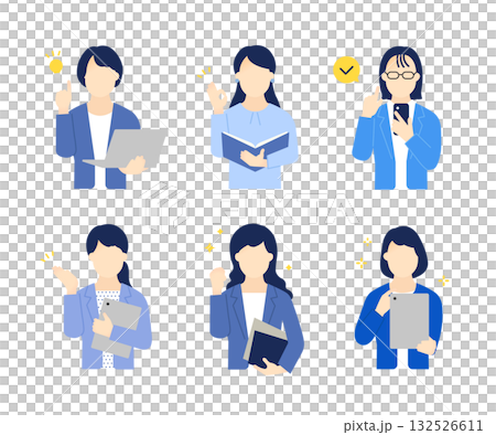Simple image of a business person holding a computer or file. Illustration material set 132526611