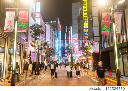 《東京都》新宿武蔵野通り・夜の繁華街 《東京都》新宿武蔵野通り・夜の繁華街 132526780