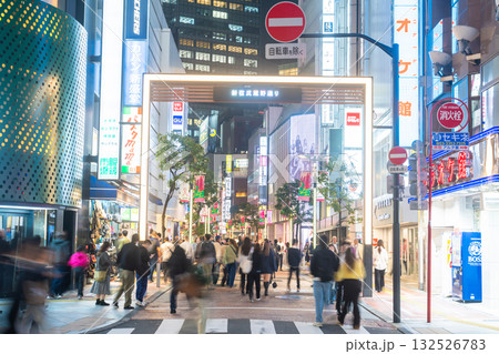 《東京都》新宿武蔵野通り・夜の繁華街 132526783