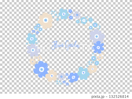 一款飾有淺藍色和米色花朵的柔美花環(適合春季、美容和新娘使用) 一款飾有淺藍色和米色花朵的柔美花環(適合春季、美容和新娘使用) 132526814