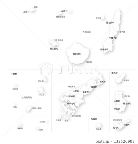 鹿児島県の離島の白地図 132526905
