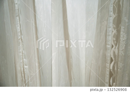 Elegant Sheer Curtains with Delicate Floral Embroidery for Interior Design Ideas 132526908