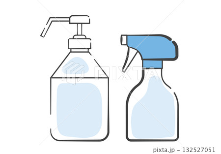アルコール手指消毒スプレーのボトルとシンプルなスプレーボトル 132527051