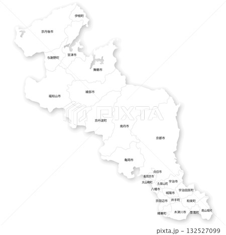 京都府と市町村の白地図 132527099