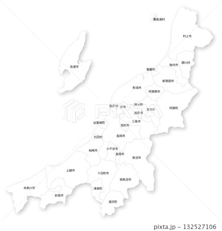 新潟県と市町村の白地図 新潟県と市町村の白地図 132527106