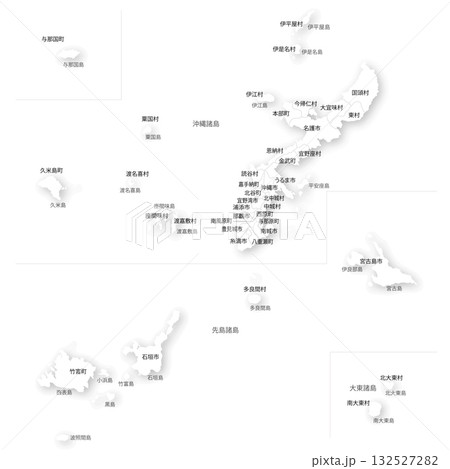沖縄県と市町村の白地図 132527282