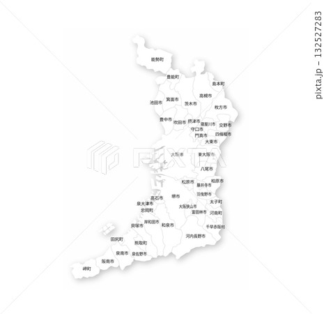 大阪府と市町村の白地図 132527283