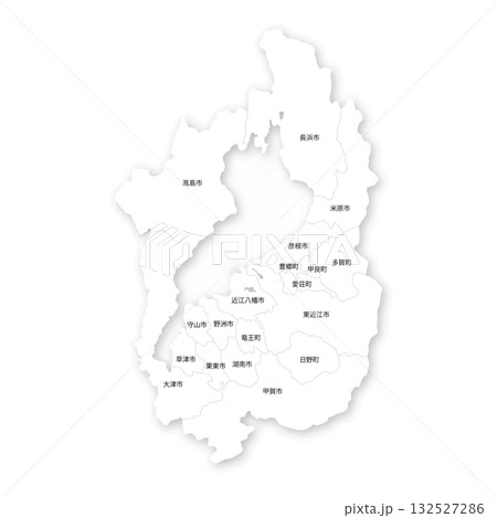 滋賀県と市町村の白地図 滋賀県と市町村の白地図 132527286