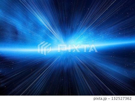 宇宙で星が爆発して青く光っているイメージ 132527362